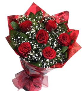 6 adet kırmızı gülden buket  Erzincan online çiçek gönderme sipariş 