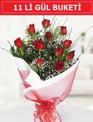 11 adet kırmızı gül buketi Aşk budur  Erzincan 14 şubat sevgililer günü çiçek 