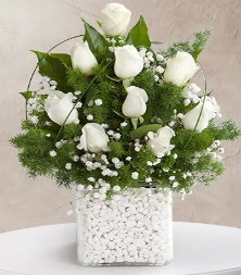 9 beyaz gül vazosu  Erzincan çiçek servisi , çiçekçi adresleri 